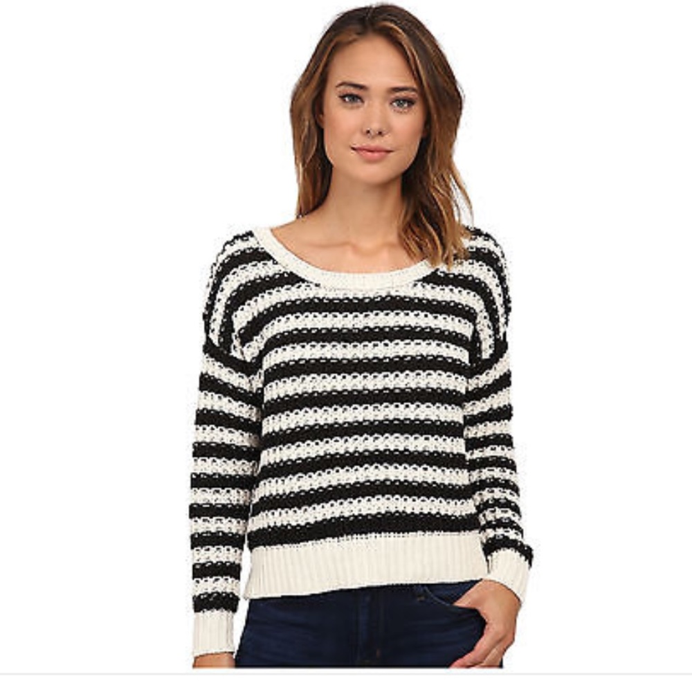 Free People At The Beach Striped Chunky Sweater